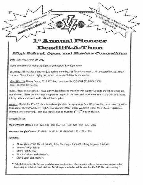 LEAVENWORTH HIGH SCHOOL DEADLIFT COMPETITION